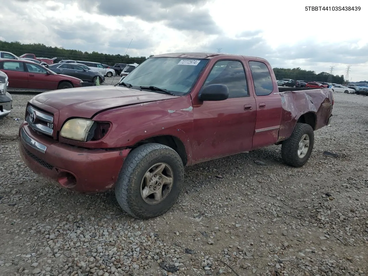 2003 Toyota Tundra Access Cab Sr5 VIN: 5TBBT44103S438439 Lot: 72772974