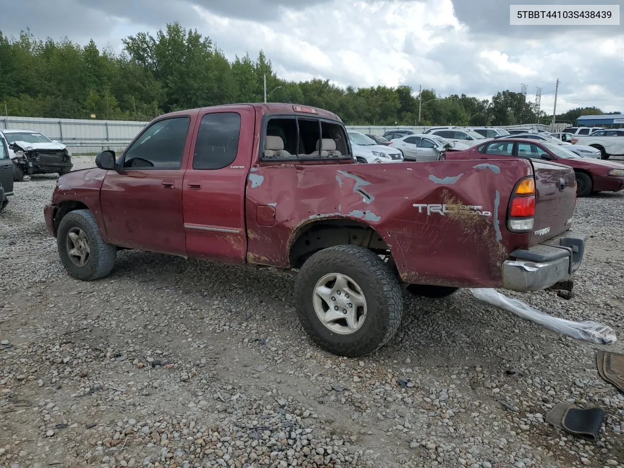 2003 Toyota Tundra Access Cab Sr5 VIN: 5TBBT44103S438439 Lot: 72772974