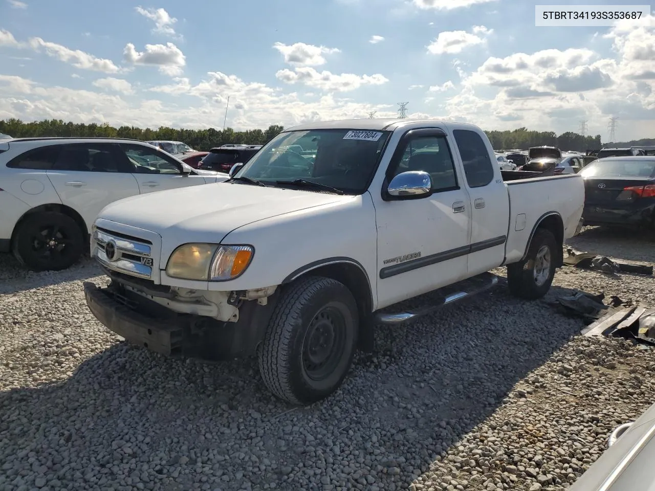 2003 Toyota Tundra Access Cab Sr5 VIN: 5TBRT34193S353687 Lot: 73027604