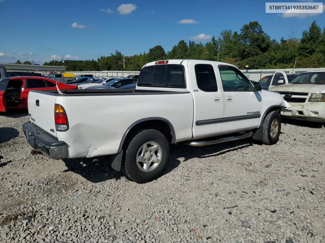 2003 Toyota Tundra Access Cab Sr5 VIN: 5TBRT34193S353687 Lot: 73027604