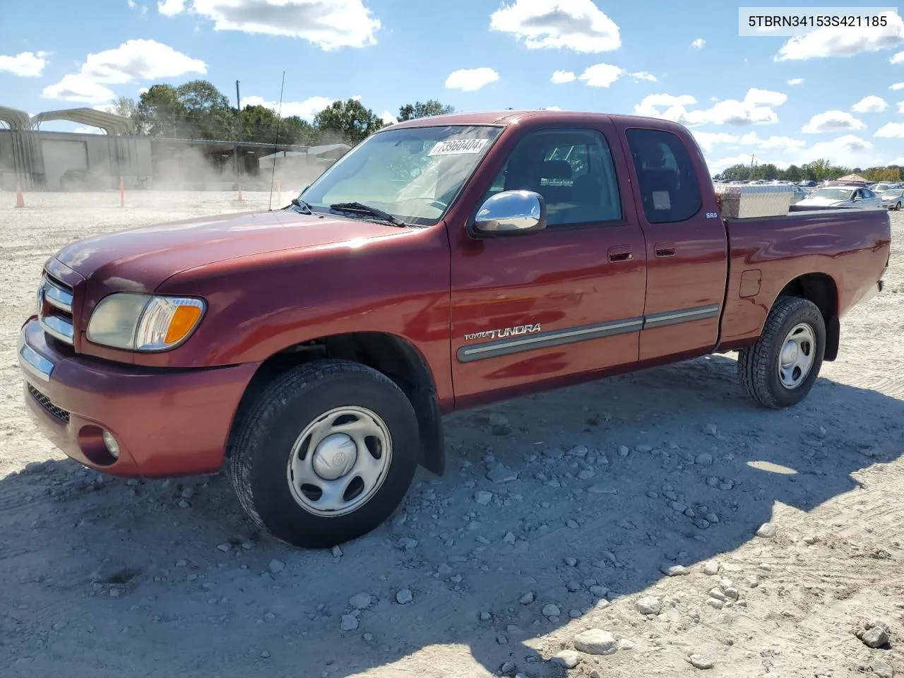 2003 Toyota Tundra Access Cab Sr5 VIN: 5TBRN34153S421185 Lot: 73960404