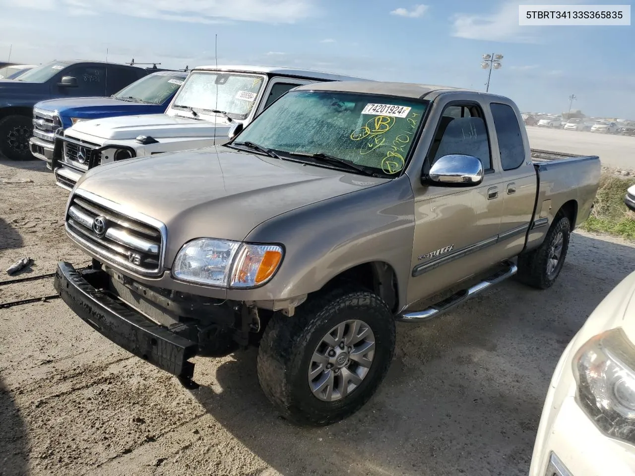 2003 Toyota Tundra Access Cab Sr5 VIN: 5TBRT34133S365835 Lot: 74201924