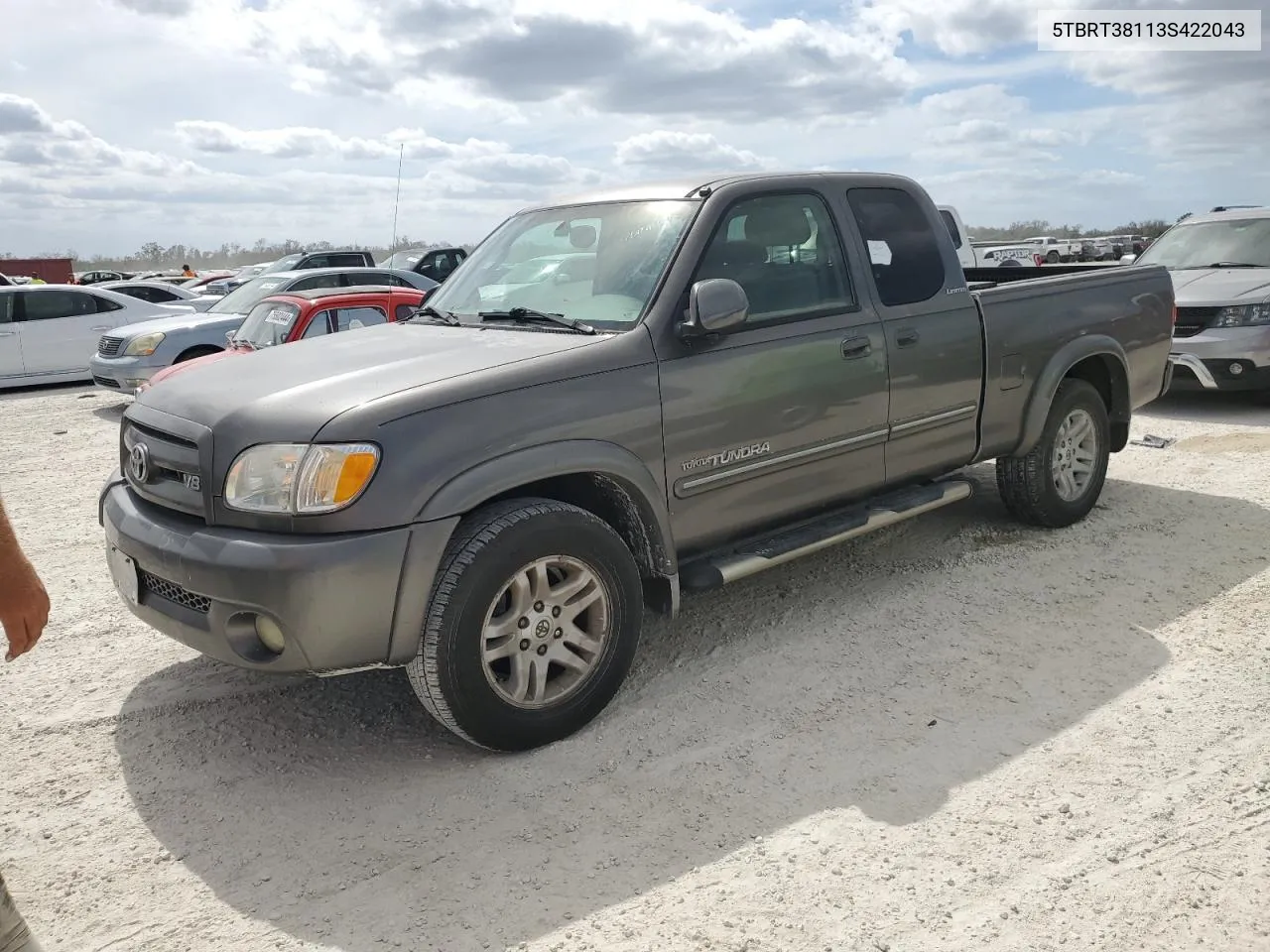 2003 Toyota Tundra Access Cab Limited VIN: 5TBRT38113S422043 Lot: 75071524