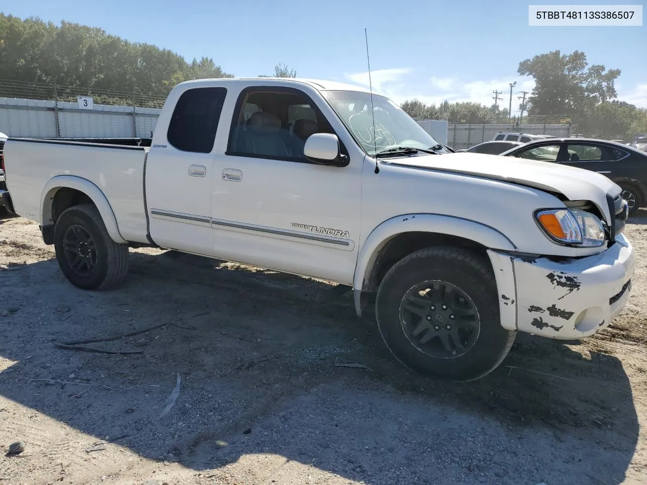 2003 Toyota Tundra Access Cab Limited VIN: 5TBBT48113S386507 Lot: 75101484