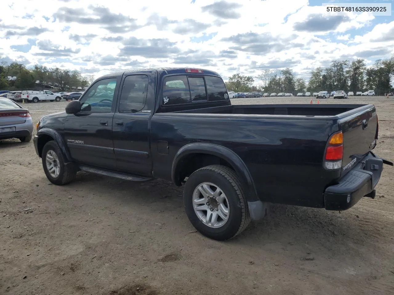 2003 Toyota Tundra Access Cab Limited VIN: 5TBBT48163S390925 Lot: 75121824