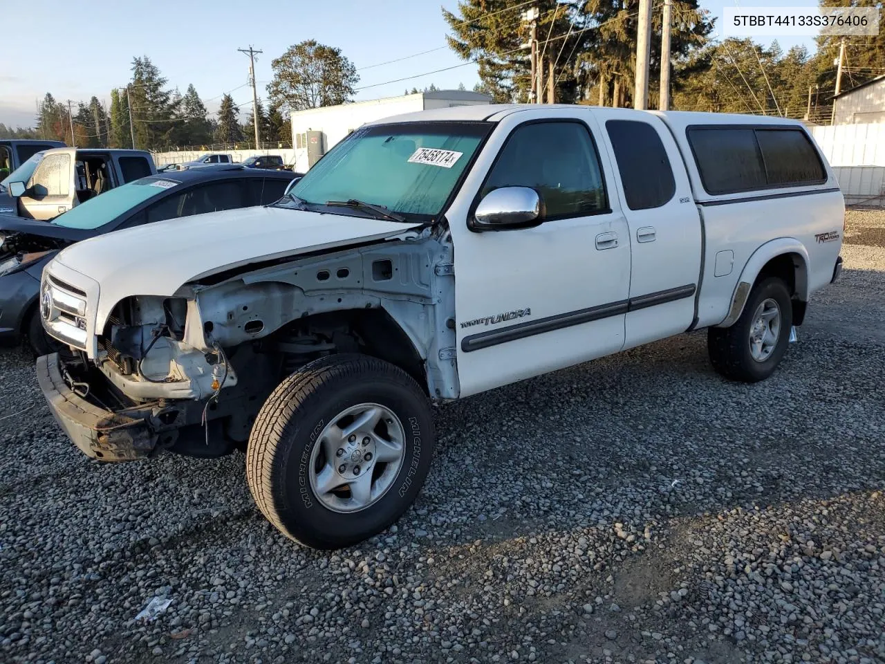 2003 Toyota Tundra Access Cab Sr5 VIN: 5TBBT44133S376406 Lot: 75458174