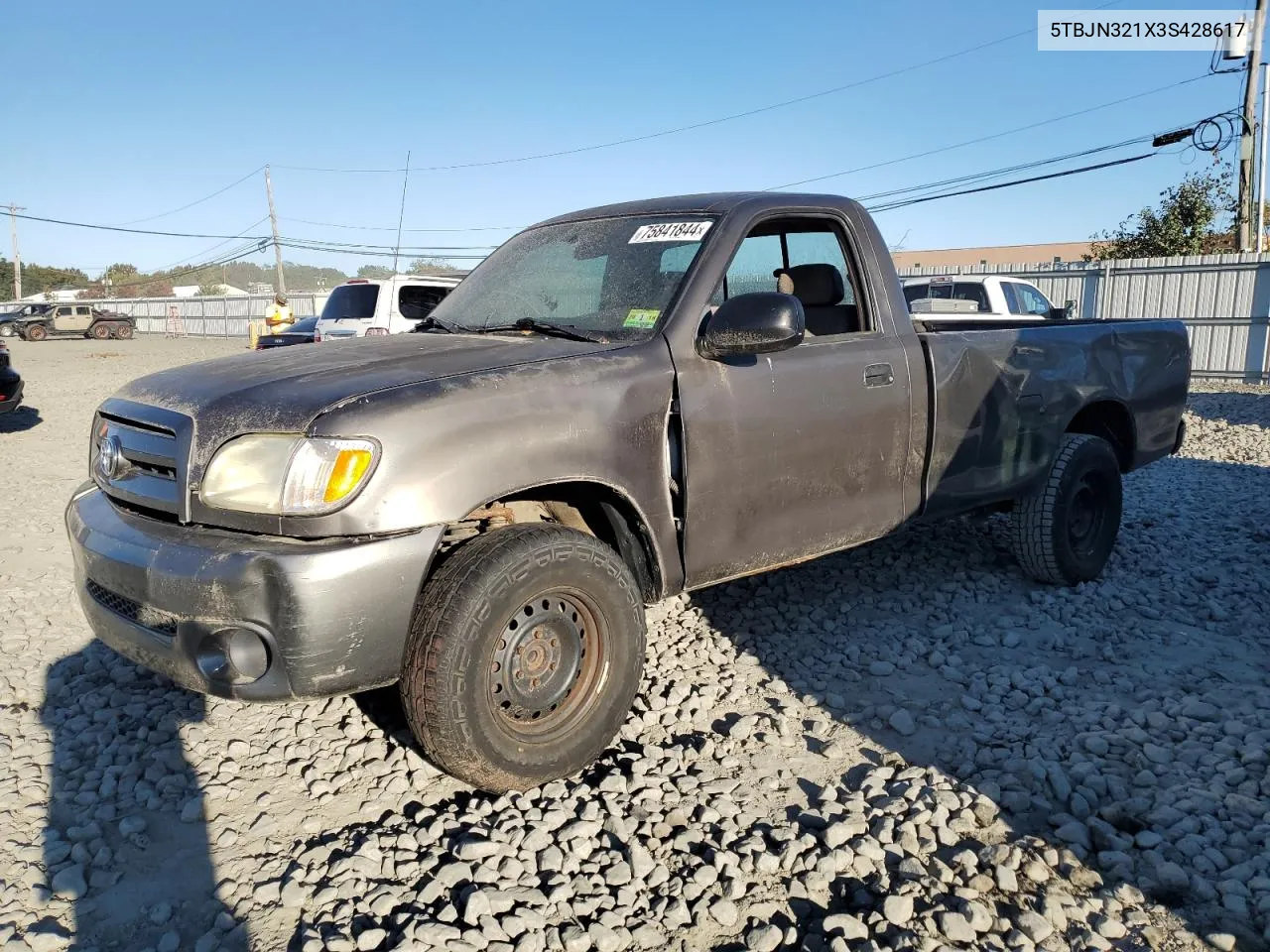 2003 Toyota Tundra VIN: 5TBJN321X3S428617 Lot: 75841844