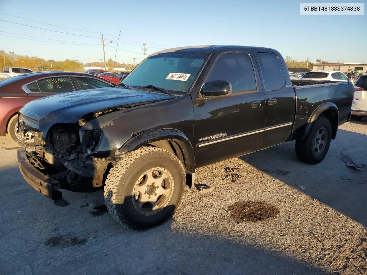 2003 Toyota Tundra Access Cab Limited VIN: 5TBBT48183S374838 Lot: 76271444