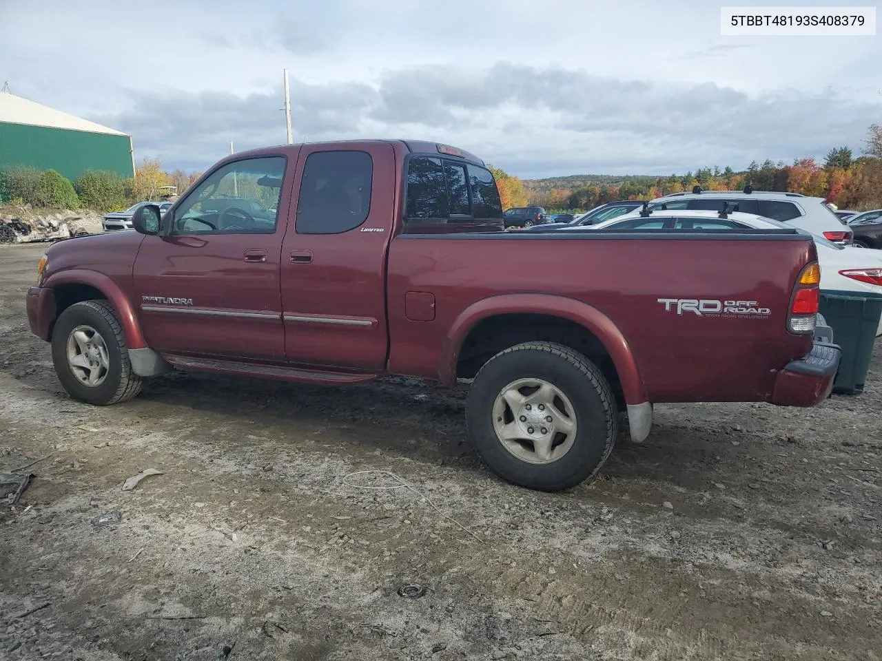 2003 Toyota Tundra Access Cab Limited VIN: 5TBBT48193S408379 Lot: 76301294