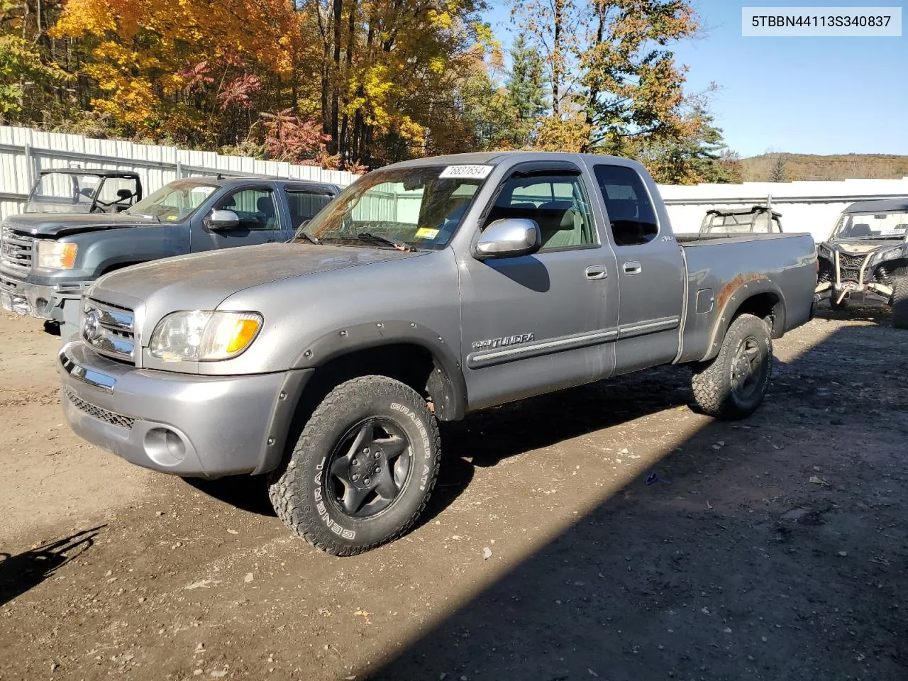 2003 Toyota Tundra Access Cab Sr5 VIN: 5TBBN44113S340837 Lot: 76837654