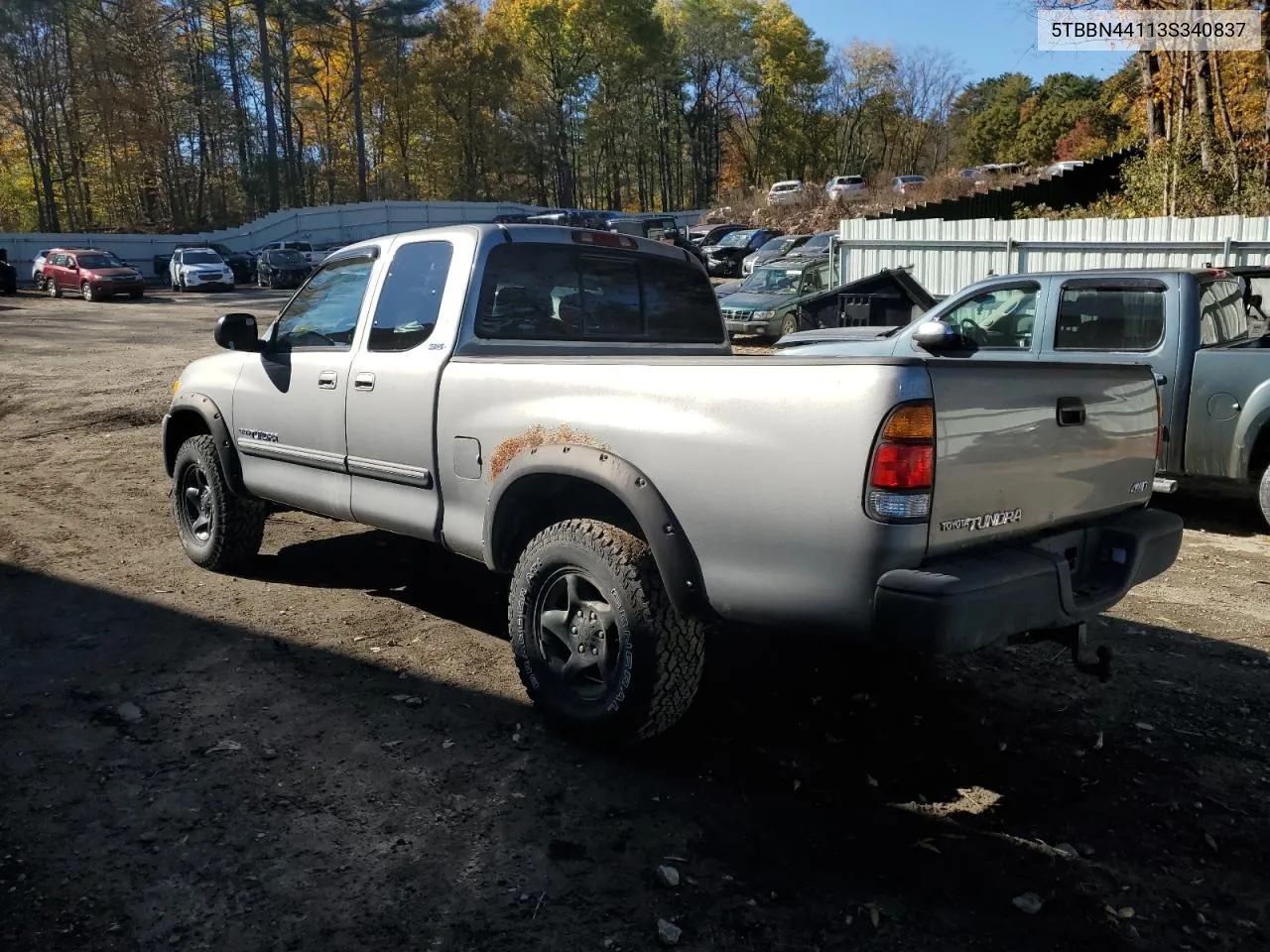 2003 Toyota Tundra Access Cab Sr5 VIN: 5TBBN44113S340837 Lot: 76837654