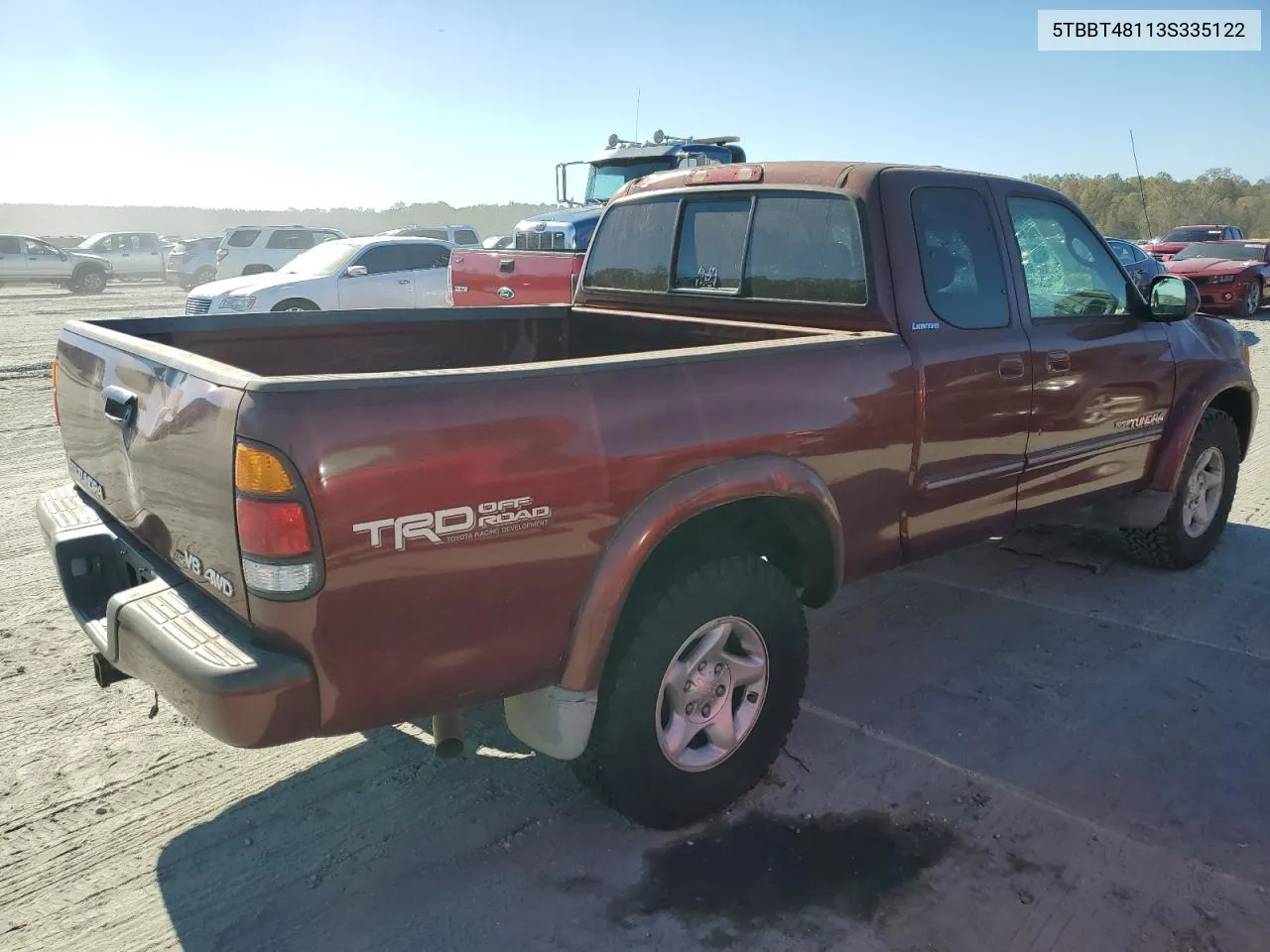 2003 Toyota Tundra Access Cab Limited VIN: 5TBBT48113S335122 Lot: 76908114