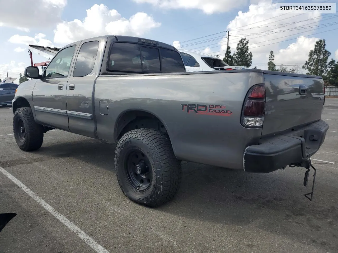 2003 Toyota Tundra Access Cab Sr5 VIN: 5TBRT34163S378689 Lot: 77438294