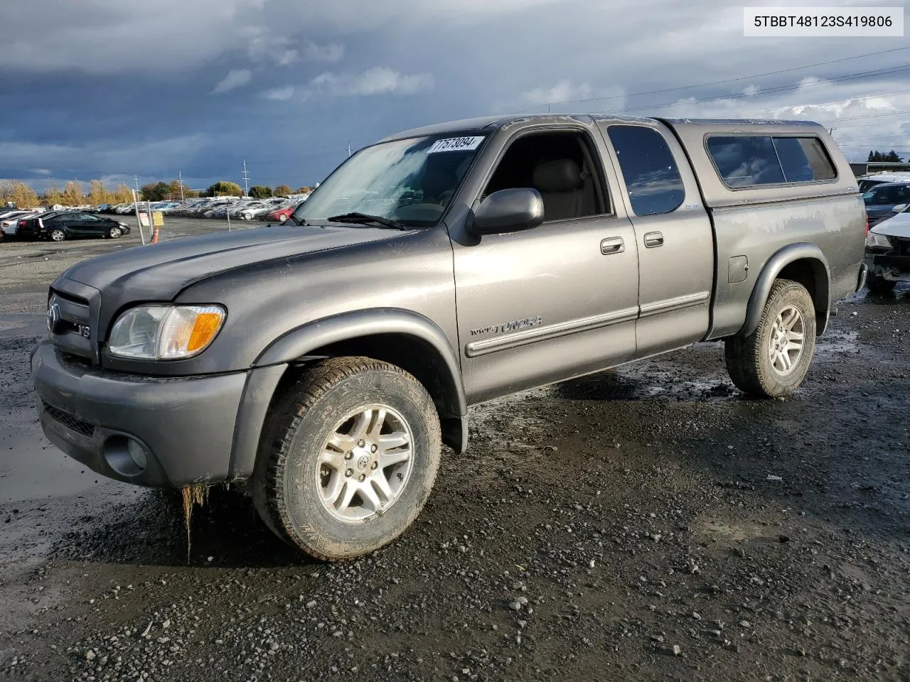 2003 Toyota Tundra Access Cab Limited VIN: 5TBBT48123S419806 Lot: 77573094