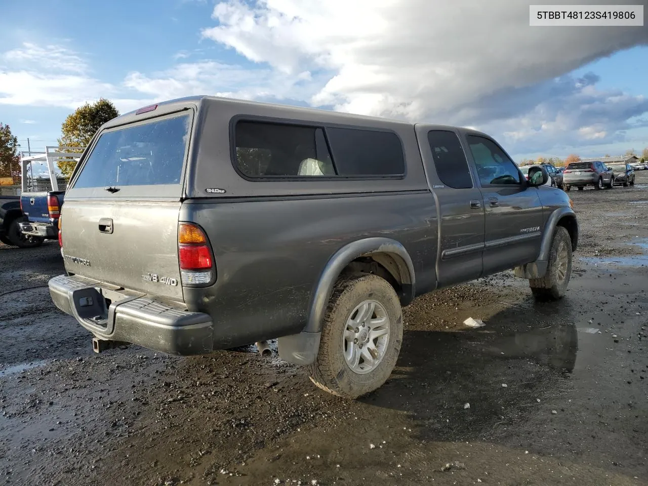 2003 Toyota Tundra Access Cab Limited VIN: 5TBBT48123S419806 Lot: 77573094