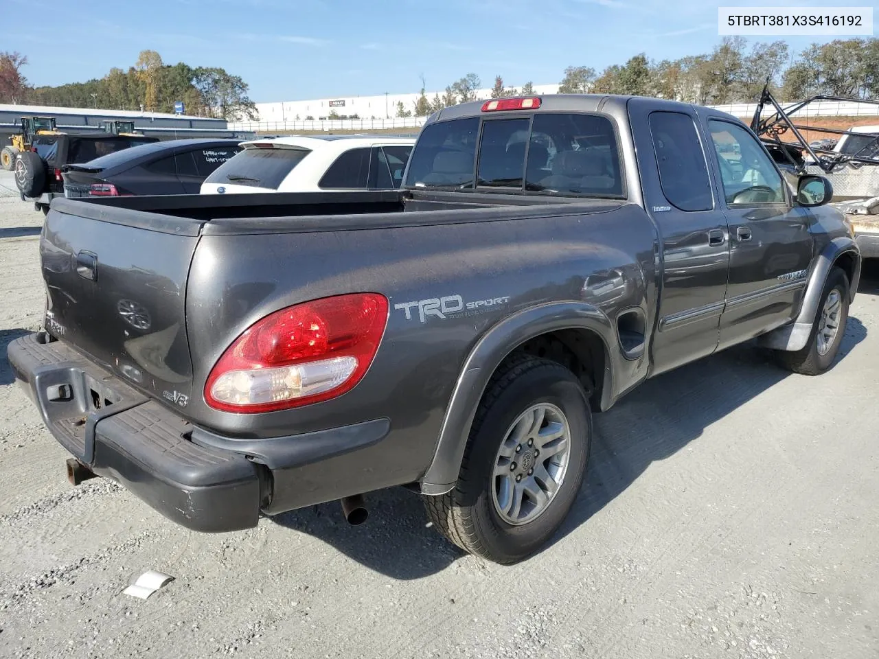 2003 Toyota Tundra Access Cab Limited VIN: 5TBRT381X3S416192 Lot: 77953894