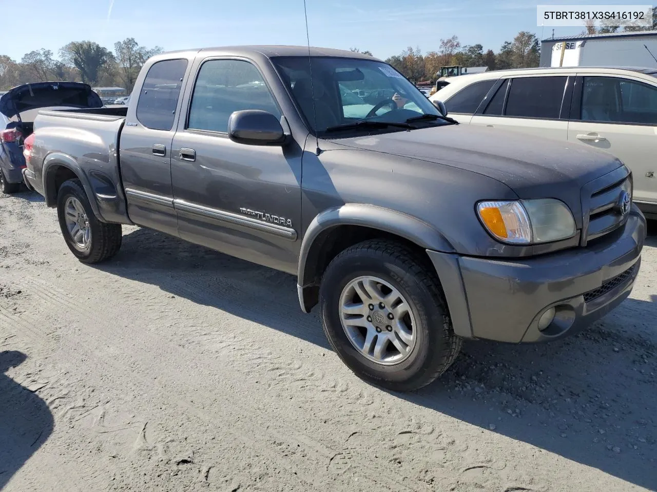 2003 Toyota Tundra Access Cab Limited VIN: 5TBRT381X3S416192 Lot: 77953894