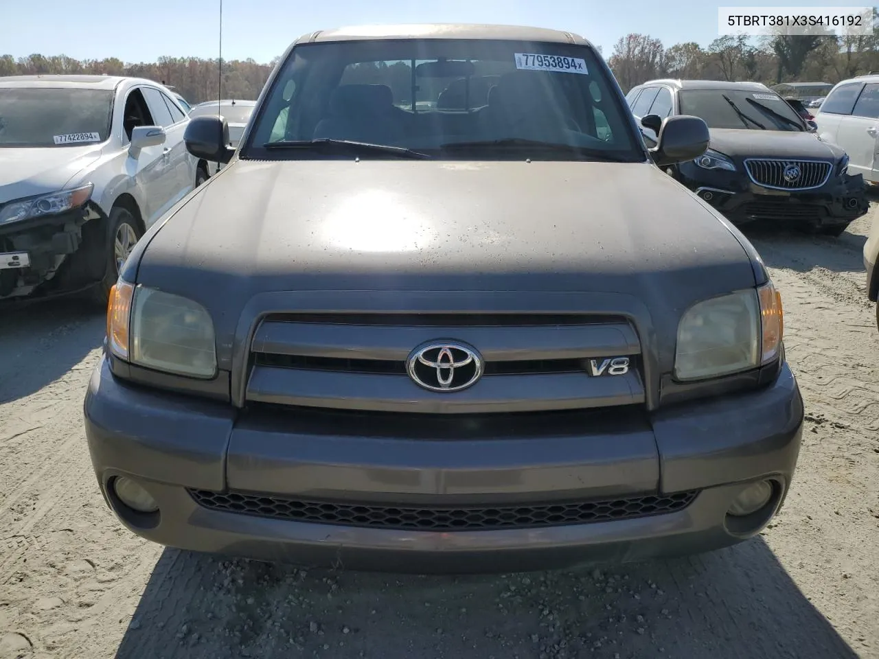 2003 Toyota Tundra Access Cab Limited VIN: 5TBRT381X3S416192 Lot: 77953894