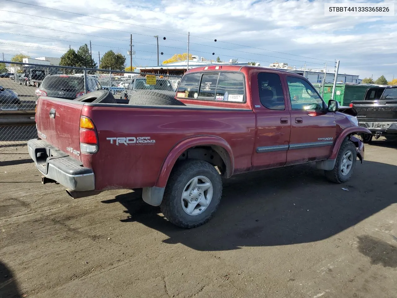 2003 Toyota Tundra Access Cab Sr5 VIN: 5TBBT44133S365826 Lot: 78021774