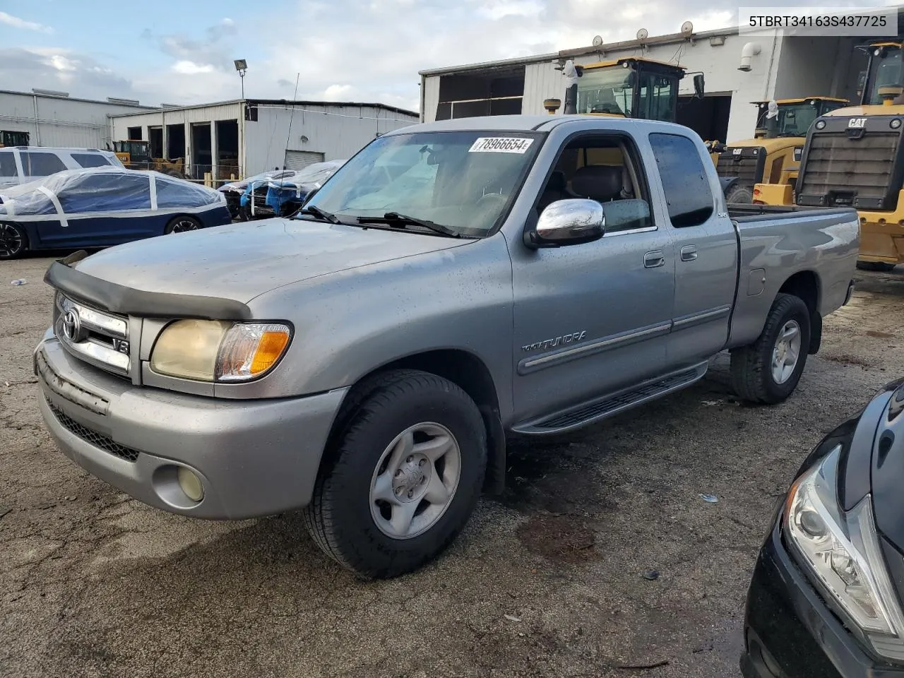 2003 Toyota Tundra Access Cab Sr5 VIN: 5TBRT34163S437725 Lot: 78966654