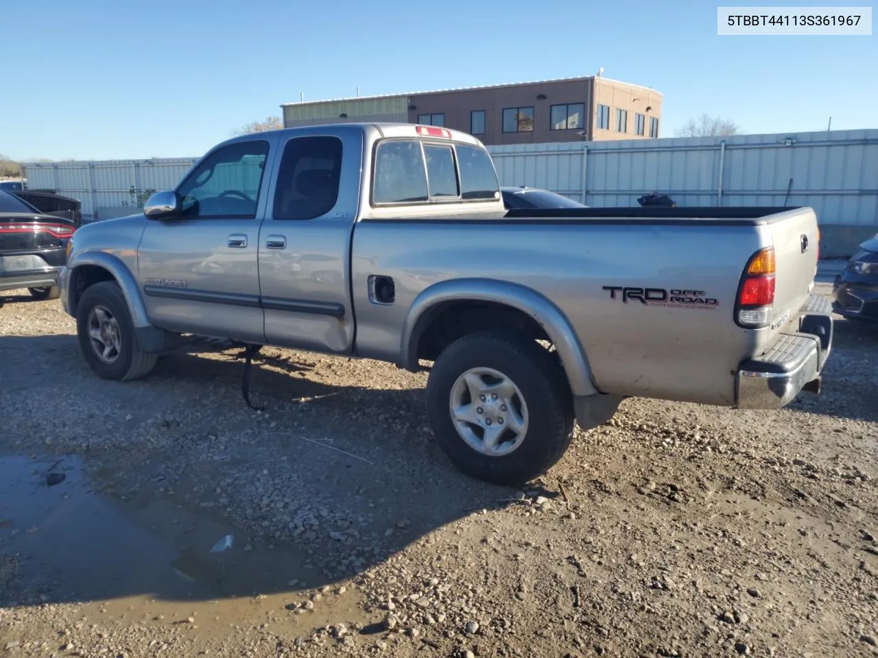 2003 Toyota Tundra Access Cab Sr5 VIN: 5TBBT44113S361967 Lot: 79738584