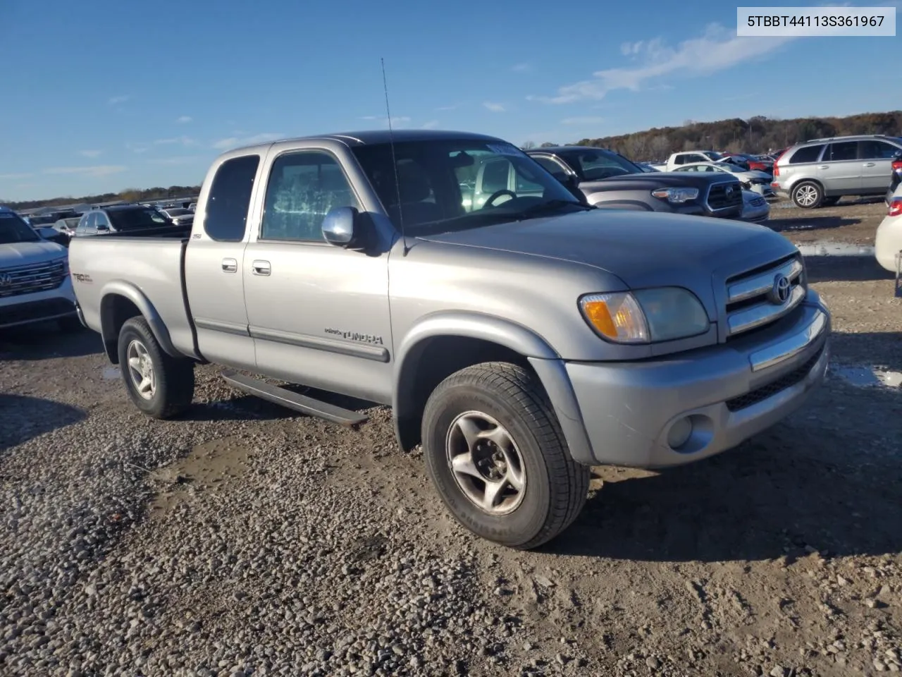 2003 Toyota Tundra Access Cab Sr5 VIN: 5TBBT44113S361967 Lot: 79738584