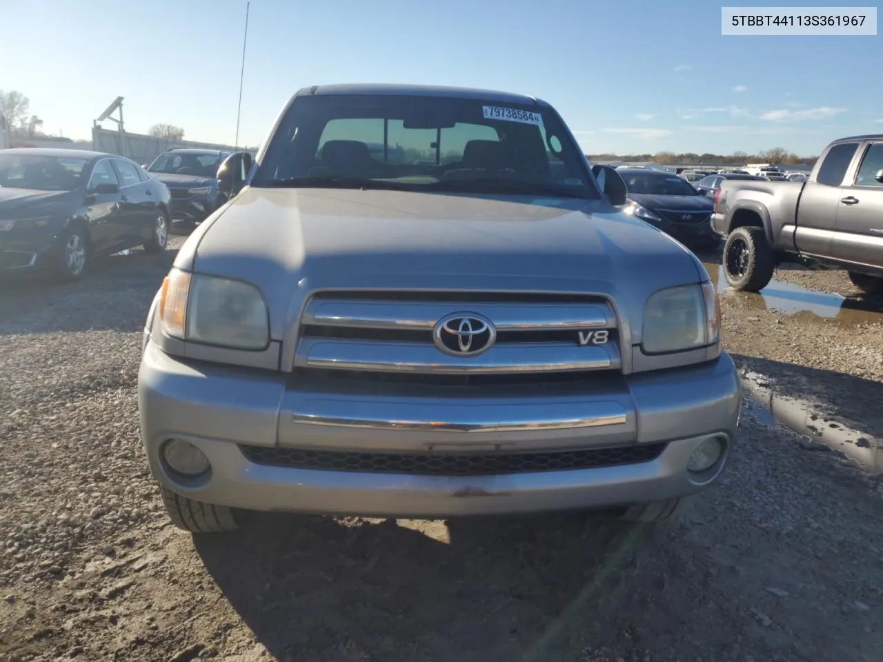 2003 Toyota Tundra Access Cab Sr5 VIN: 5TBBT44113S361967 Lot: 79738584