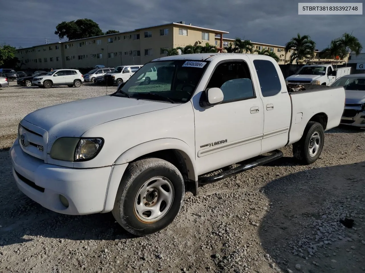 2003 Toyota Tundra Access Cab Limited VIN: 5TBRT38183S392748 Lot: 80452004