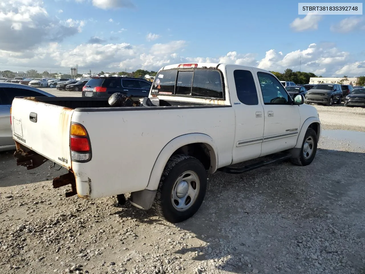 2003 Toyota Tundra Access Cab Limited VIN: 5TBRT38183S392748 Lot: 80452004