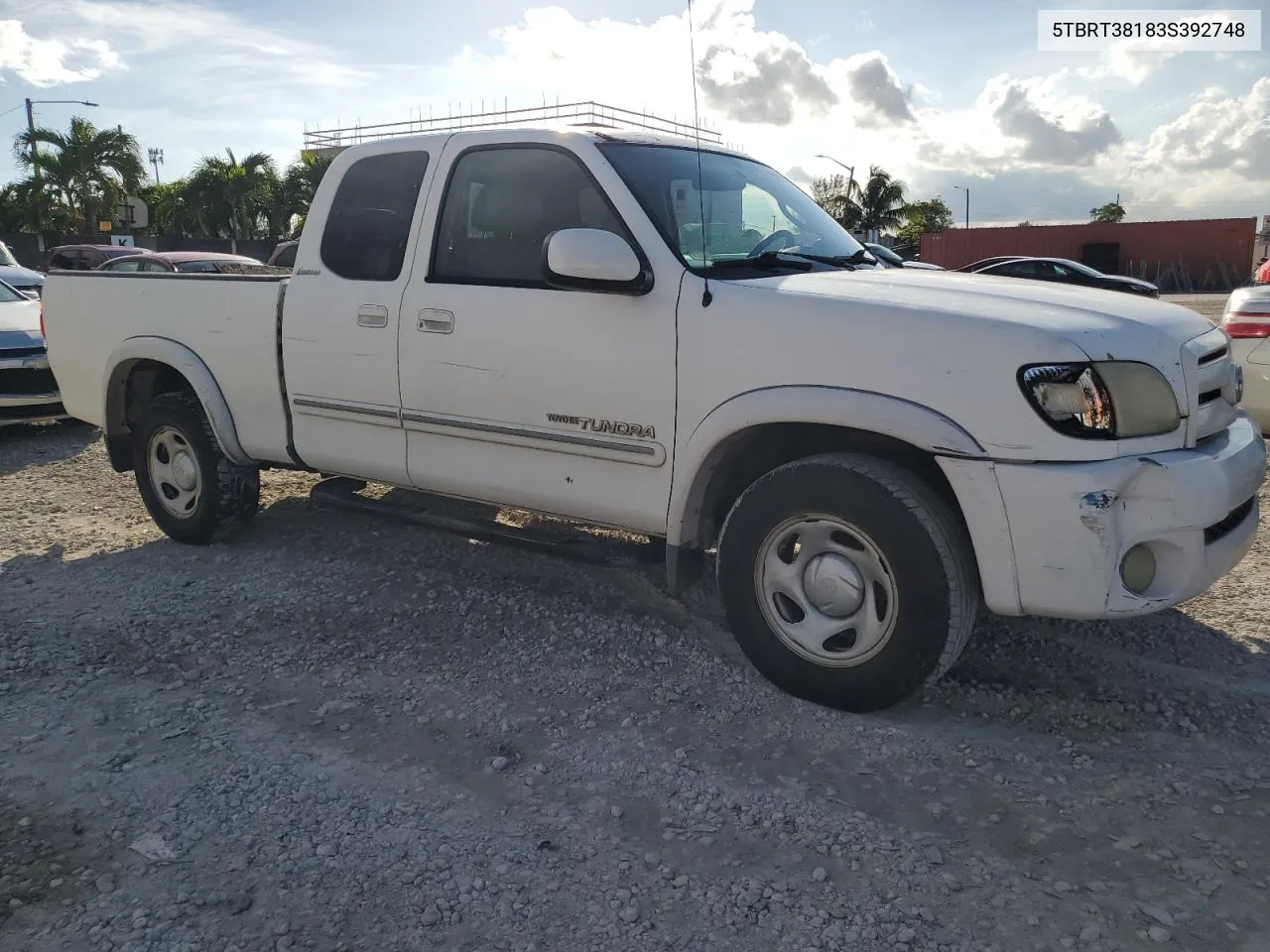 2003 Toyota Tundra Access Cab Limited VIN: 5TBRT38183S392748 Lot: 80452004