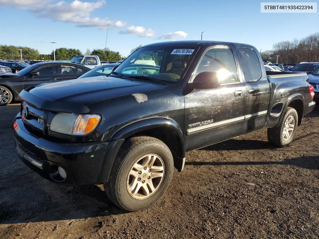 2003 Toyota Tundra Access Cab Limited VIN: 5TBBT48193S422394 Lot: 80478784