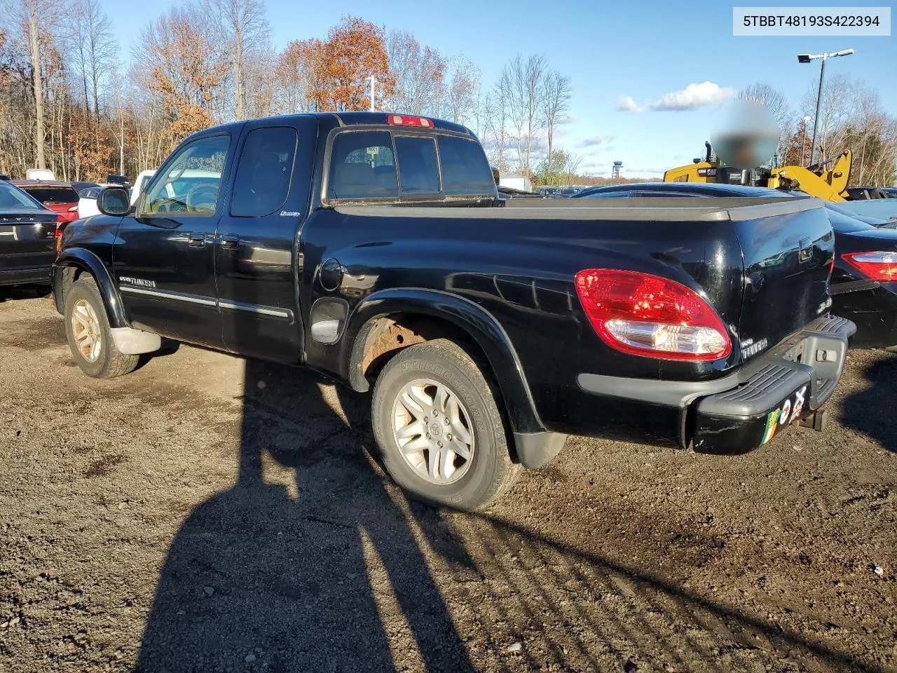 2003 Toyota Tundra Access Cab Limited VIN: 5TBBT48193S422394 Lot: 80478784