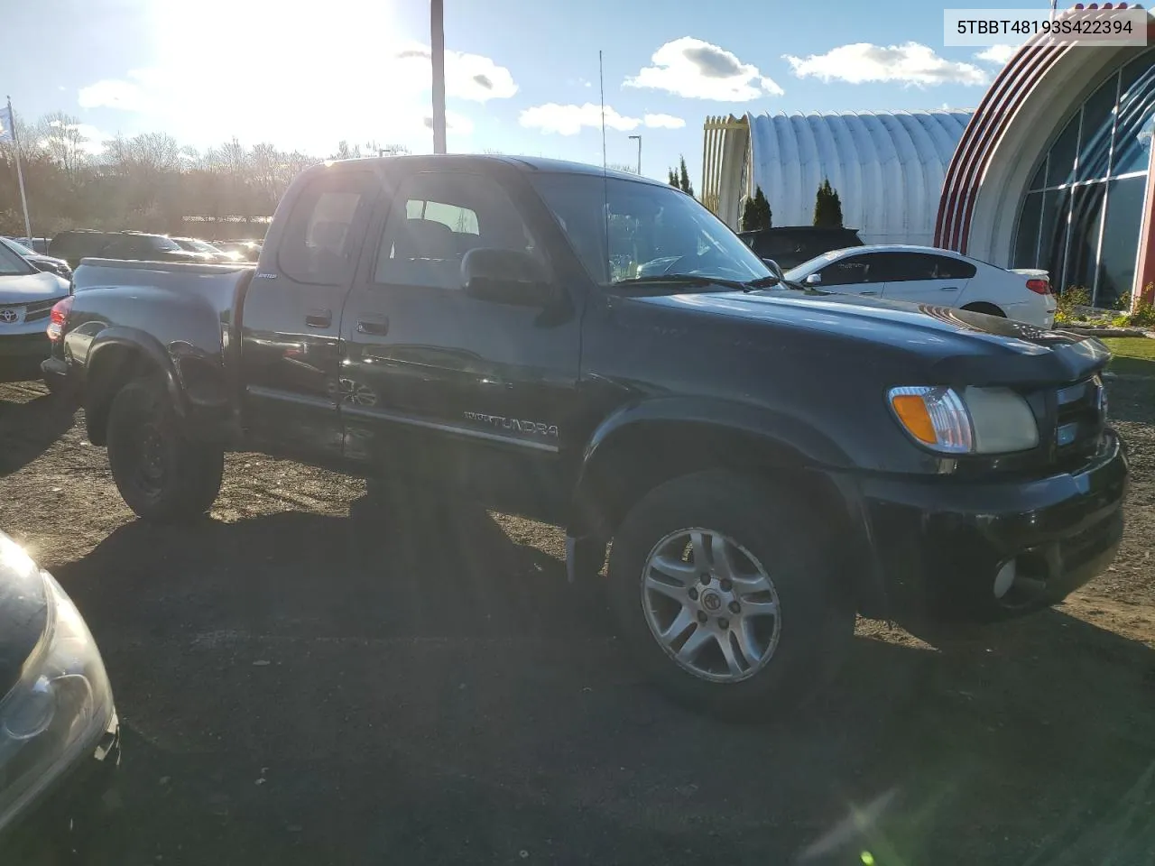 2003 Toyota Tundra Access Cab Limited VIN: 5TBBT48193S422394 Lot: 80478784