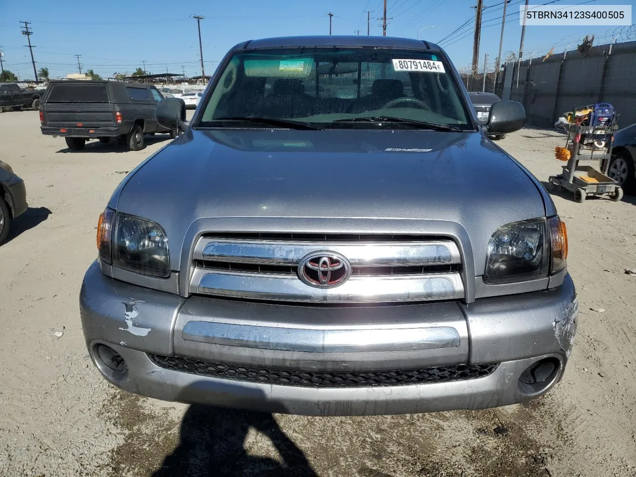 2003 Toyota Tundra Access Cab Sr5 VIN: 5TBRN34123S400505 Lot: 80791484