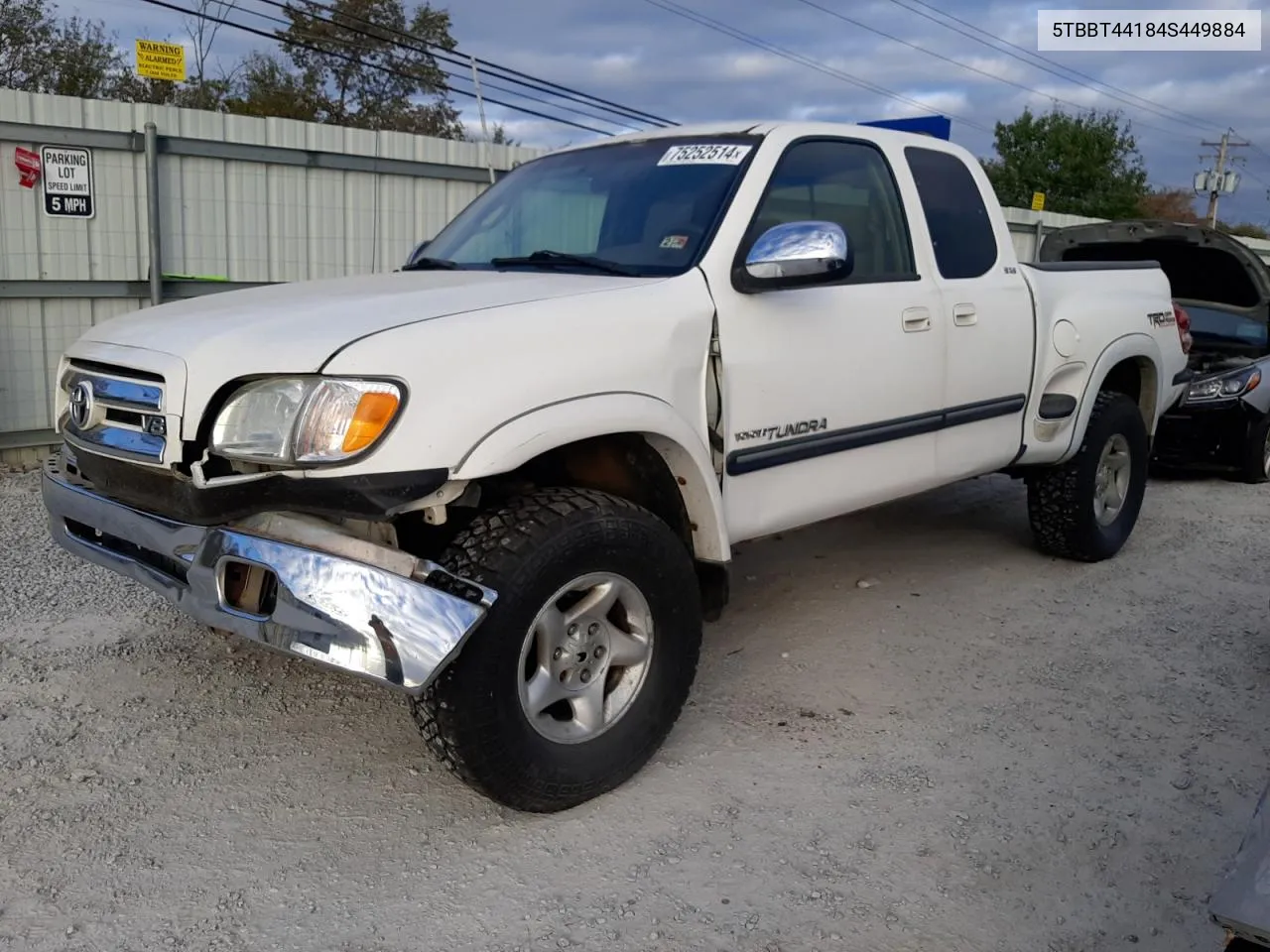 2004 Toyota Tundra Access Cab Sr5 VIN: 5TBBT44184S449884 Lot: 75252514