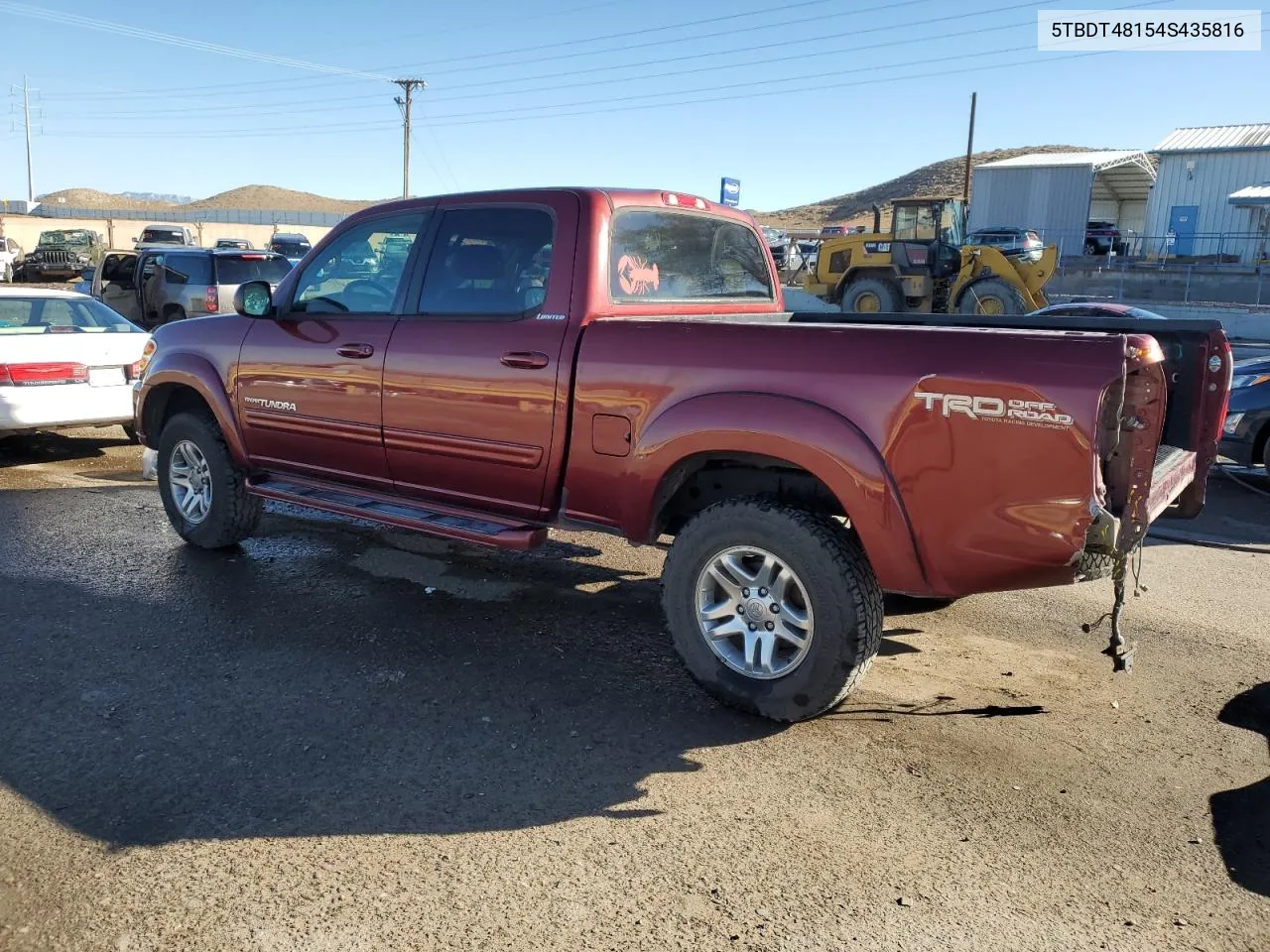 2004 Toyota Tundra Double Cab Limited VIN: 5TBDT48154S435816 Lot: 80508144