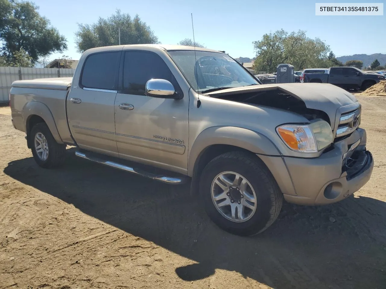 2005 Toyota Tundra Double Cab Sr5 VIN: 5TBET34135S481375 Lot: 72368934