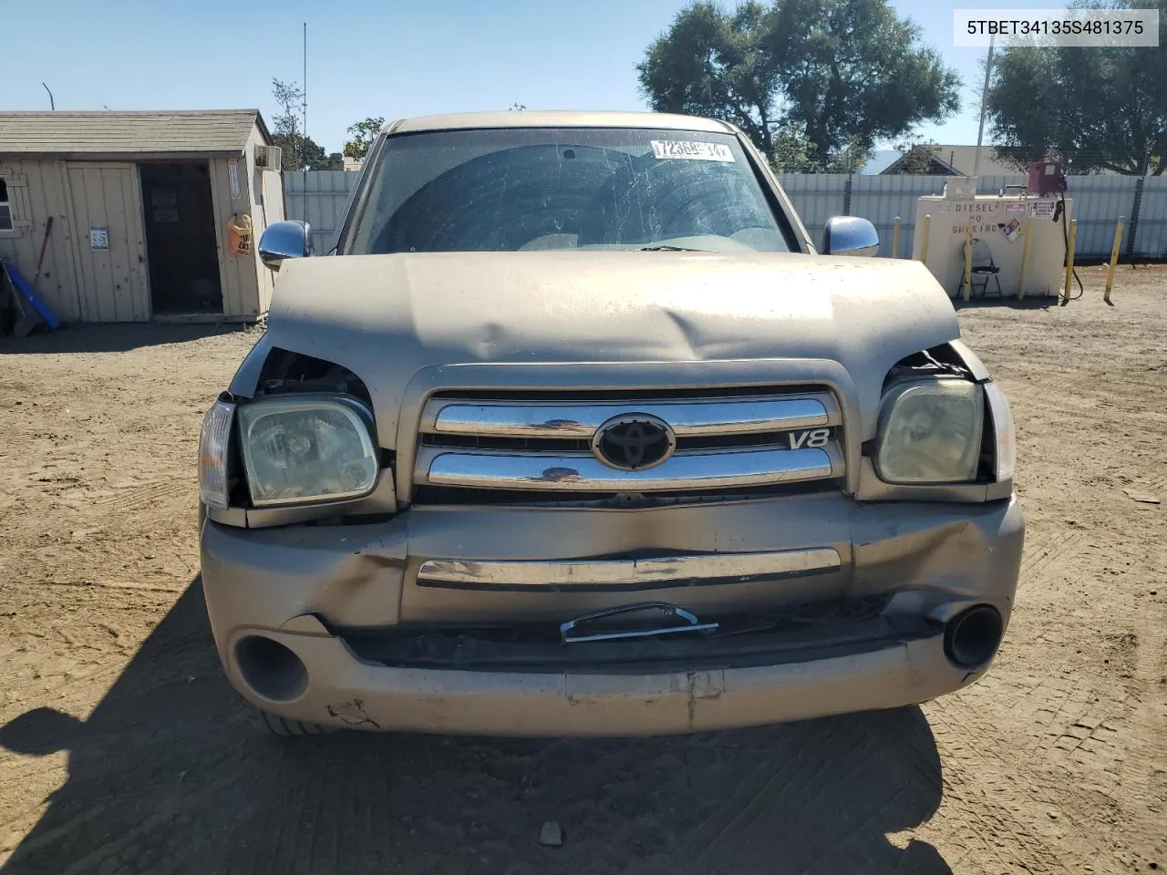 2005 Toyota Tundra Double Cab Sr5 VIN: 5TBET34135S481375 Lot: 72368934