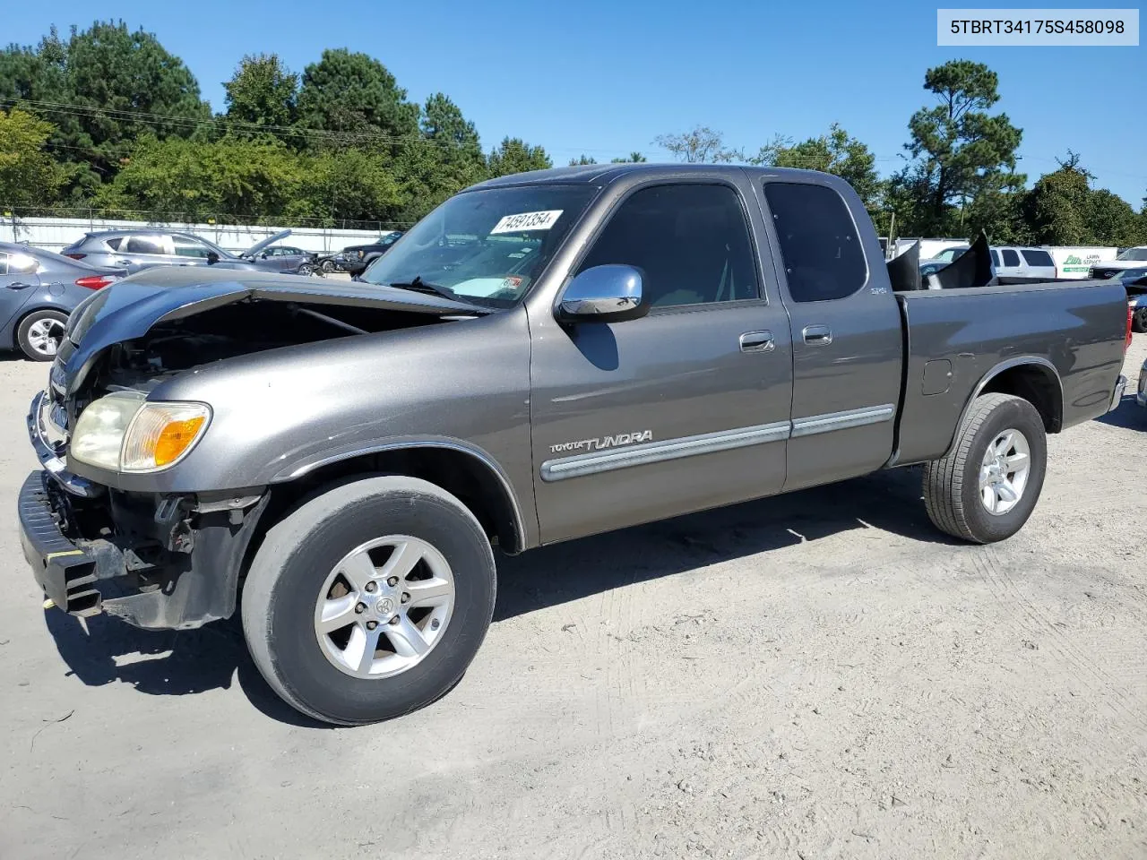 2005 Toyota Tundra Access Cab Sr5 VIN: 5TBRT34175S458098 Lot: 74591354