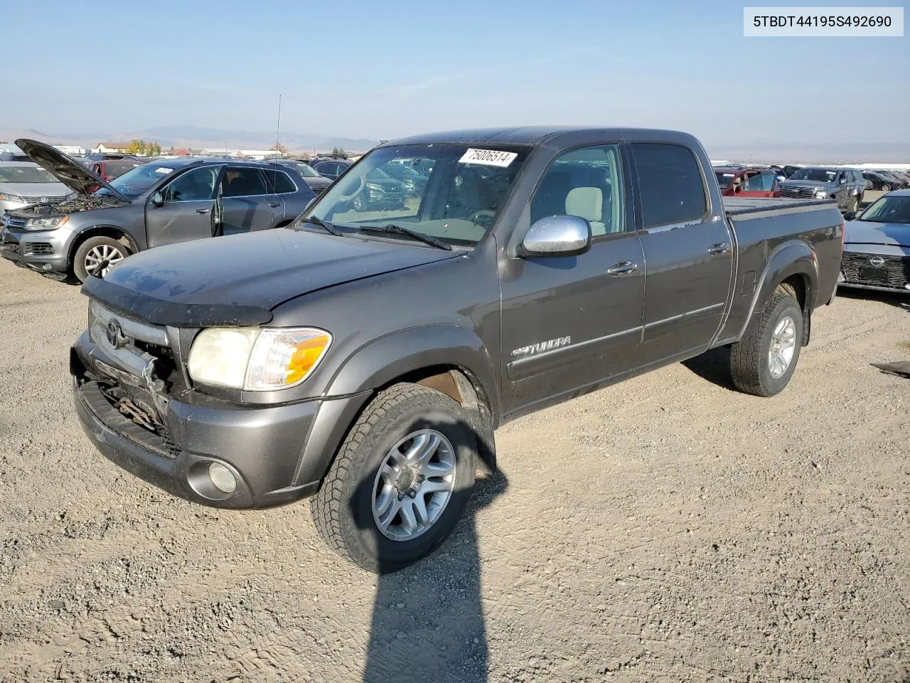 2005 Toyota Tundra Double Cab Sr5 VIN: 5TBDT44195S492690 Lot: 75006514