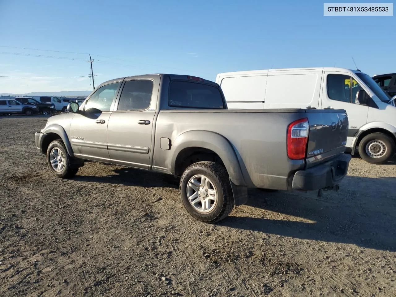 2005 Toyota Tundra Double Cab Limited VIN: 5TBDT481X5S485533 Lot: 77232364