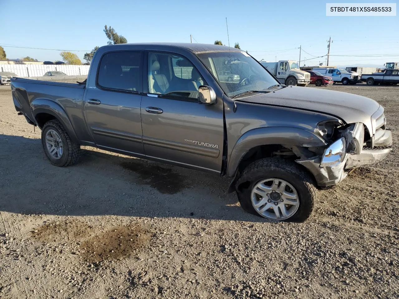 2005 Toyota Tundra Double Cab Limited VIN: 5TBDT481X5S485533 Lot: 77232364