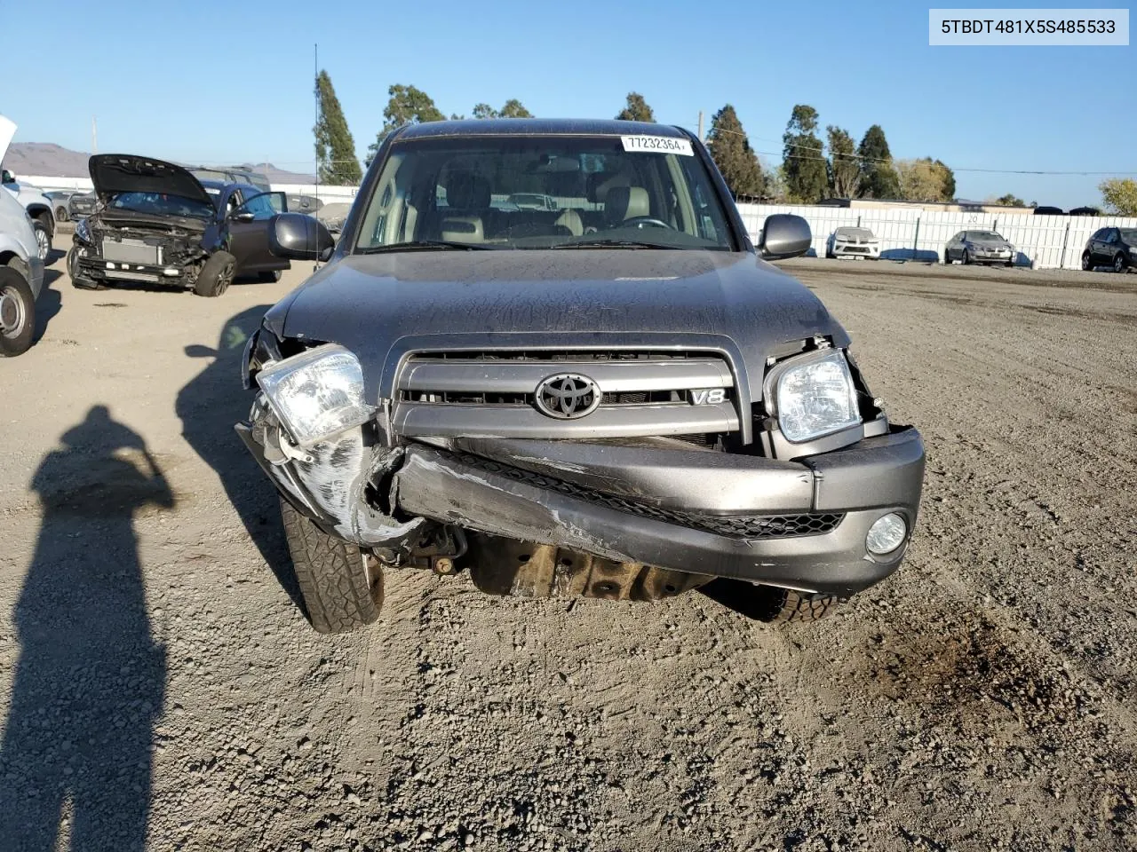 2005 Toyota Tundra Double Cab Limited VIN: 5TBDT481X5S485533 Lot: 77232364