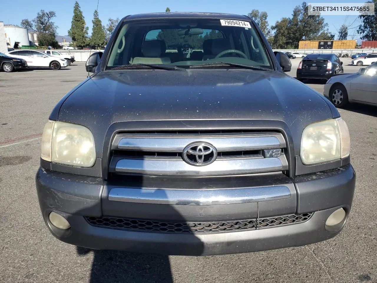 2005 Toyota Tundra Double Cab Sr5 VIN: 5TBET34115S475655 Lot: 79094214