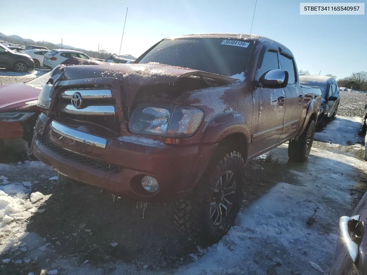 2006 Toyota Tundra Double Cab Sr5 VIN: 5TBET34116S540957 Lot: 38304134