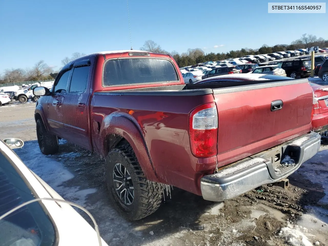 2006 Toyota Tundra Double Cab Sr5 VIN: 5TBET34116S540957 Lot: 38304134