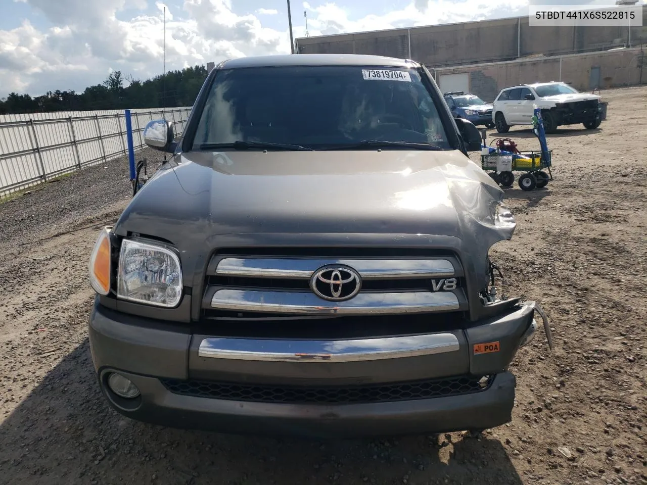 2006 Toyota Tundra Double Cab Sr5 VIN: 5TBDT441X6S522815 Lot: 73819704