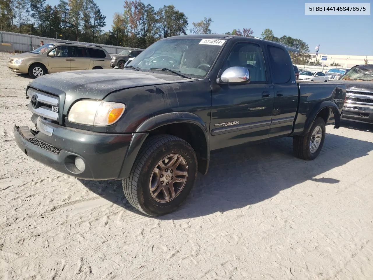 2006 Toyota Tundra Access Cab Sr5 VIN: 5TBBT44146S478575 Lot: 75258944