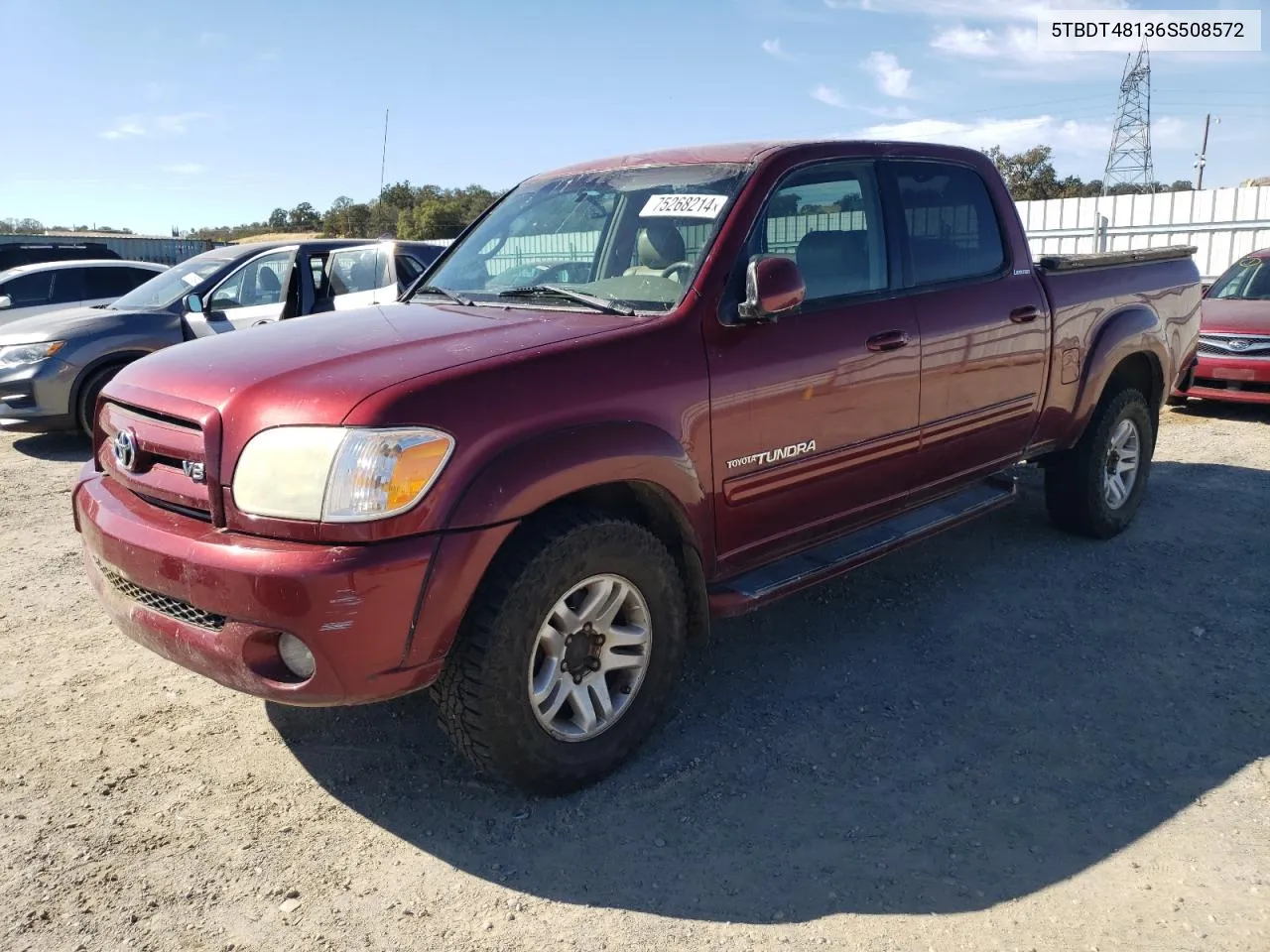 2006 Toyota Tundra Double Cab Limited VIN: 5TBDT48136S508572 Lot: 75268214