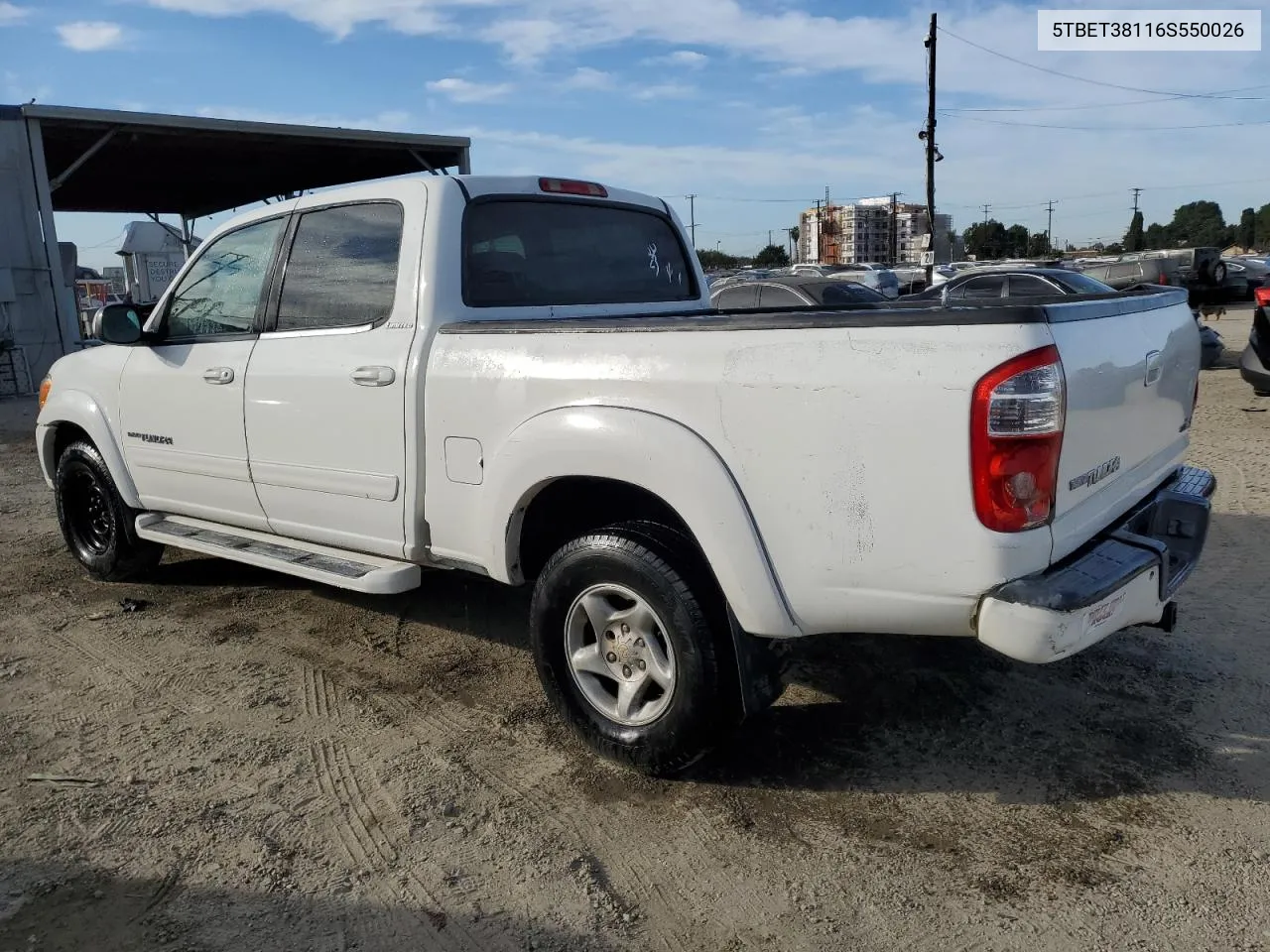 2006 Toyota Tundra Double Cab Limited VIN: 5TBET38116S550026 Lot: 78312684